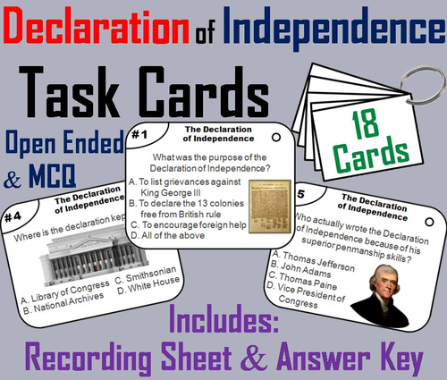 The Declaration of Independence Task Cards
