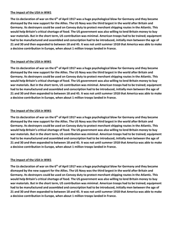 First World War - American Entry and Russian Withdrawal