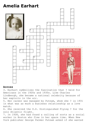 Amelia Earhart Crossword Teaching Resources