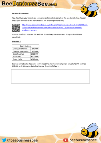 Income Statements Assessment