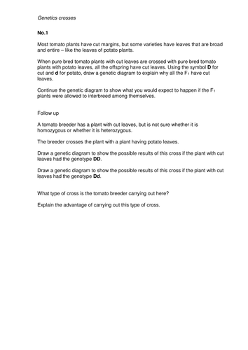 A2 Genetic Crosses 1-10 with answers