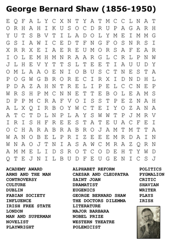 George Bernard Shaw Word Search