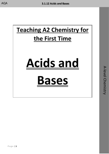 AQA A2 Chemistry: Teaching Acids and Bases for the 1st Time  Section 1 Strong Acids and Strong Bases