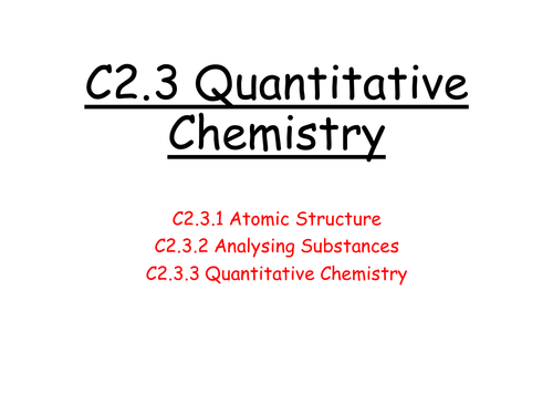 C2.3 Quantitative Chemistry Revision Booklet