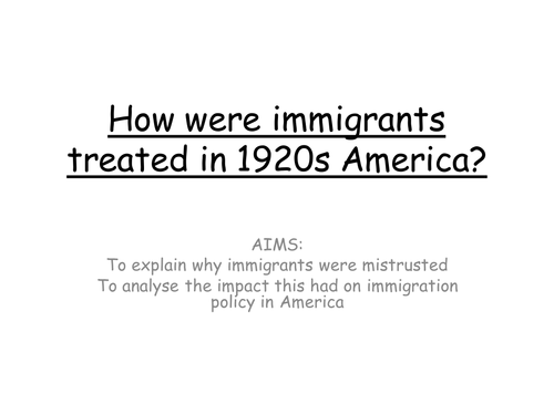 Why was immigration feared in 1920s USA?