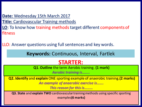 Cardiovascular Training Methods - Cambridge national (sports science)