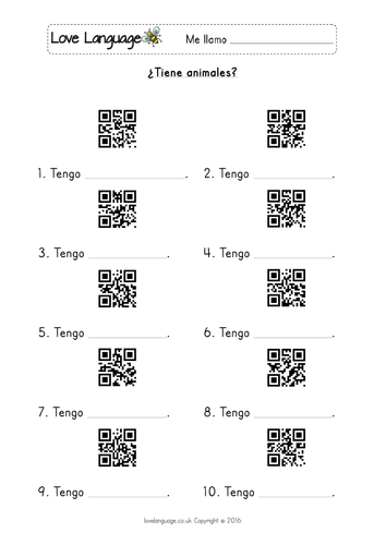 Pets in Spanish - QR Codes