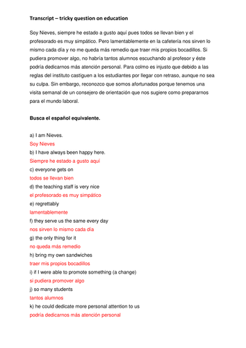 GCSE level text - about my school