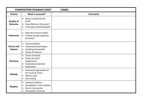 Composition Feedback Sheet