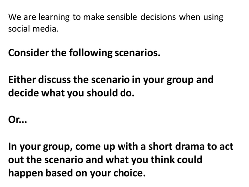 E-Safety/Social Media scenarios for discussion/drama