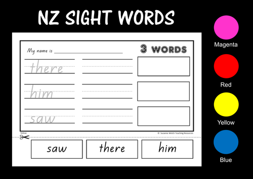 New Zealand Sight Words – Trace, Write and Paste - 3 Words