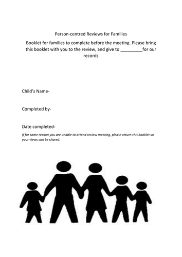 Person Centred review preparation booklet family and young person