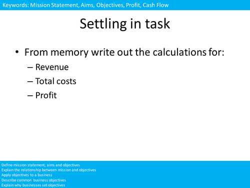 New AQA AS Business Studies 3.1 lessons