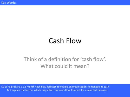 Cash flow/forecast