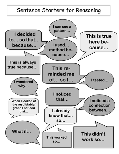 Sentence starters for reasoning
