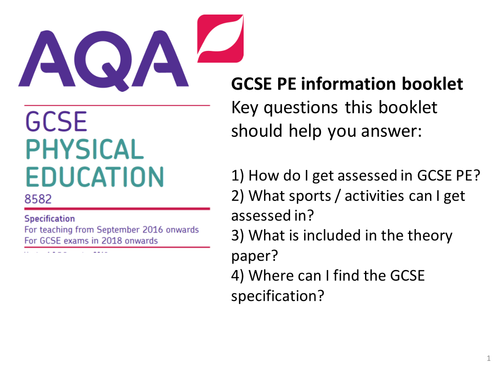 AQA GCSE information booklet and display board