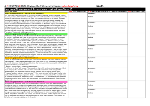 A Christmas Carol: Revising 25 key extracts for A01, A02 and A03 (Revision Booklet)