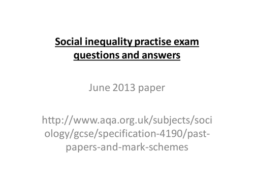 AQA Sociology GCSE OLD SPEC Unit 2 Social inequality