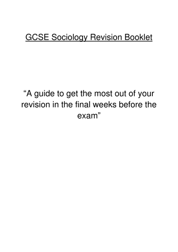AQA GCSE Sociology Spec check book and question guidance / revision