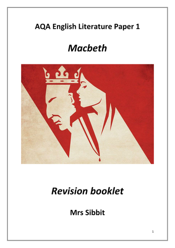 AQA English Literature GCSE Macbeth exam style questions. Literature paper 1. Revision workbook.