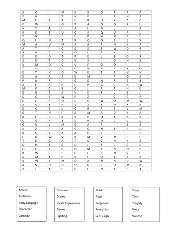 Drama Wordsearch