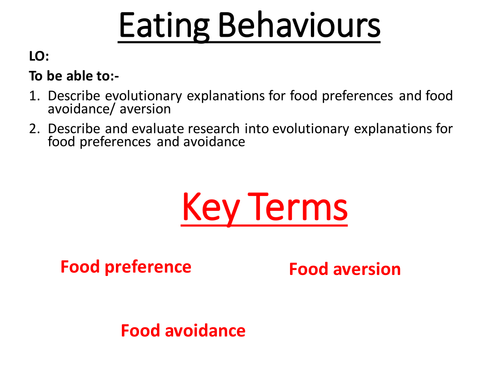 Alevel psychology evolutionary explanations for eating preferences