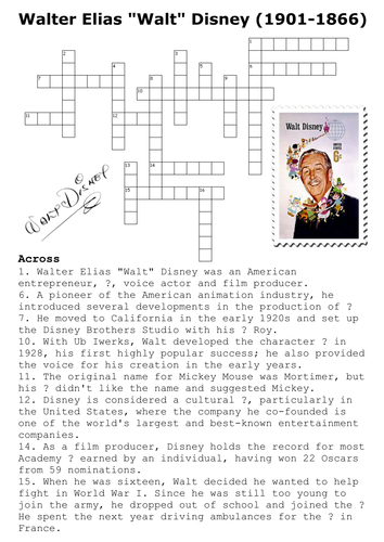 Walt Disney Crossword Teaching Resources