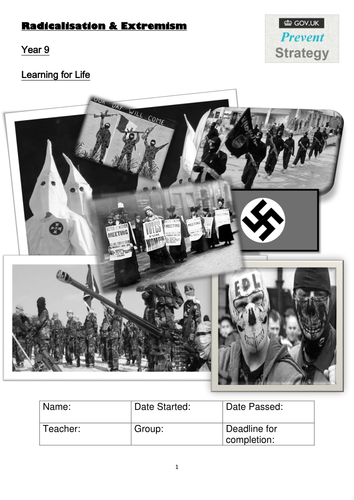 EXTREMISM and RADICALISATION Pupil workbook 24 pages