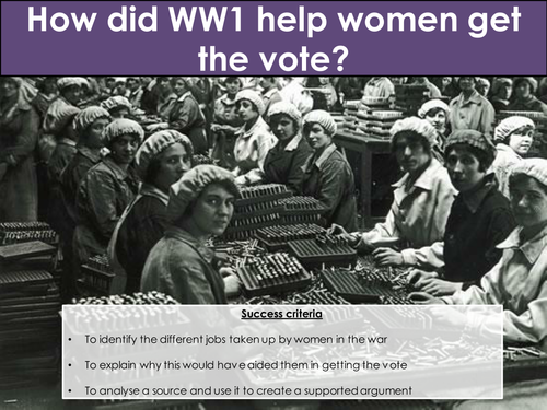 How did WW1 help women get the vote?