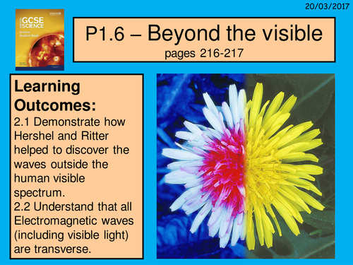 A digital version of the Year 9 Physics P1.6 lesson "Beyond the visible".