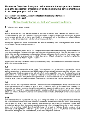 GCSE football practical meta-cognition worksheet