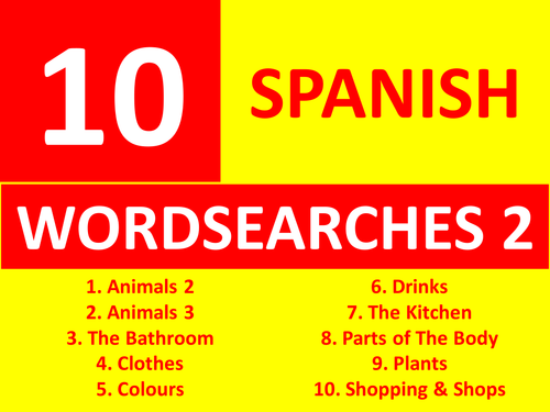 10 Wordsearches 2 Spanish GCSE or KS3 Keyword Starters Wordsearch Homework or Cover Lesson