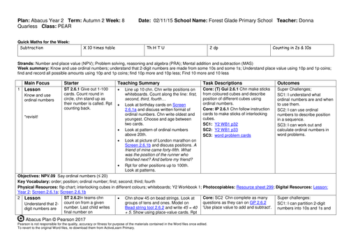 Year 2 maths planning unit 4 addition and subtraction mastery curriculum 2017