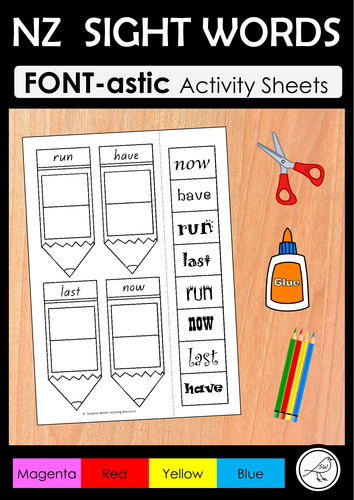New Zealand Sight Words – FONT-astic activity sheets