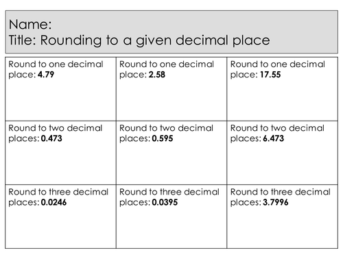 Lesson and Powerpoint: Rounding to a given decimal place (differentiated and mastery questions)