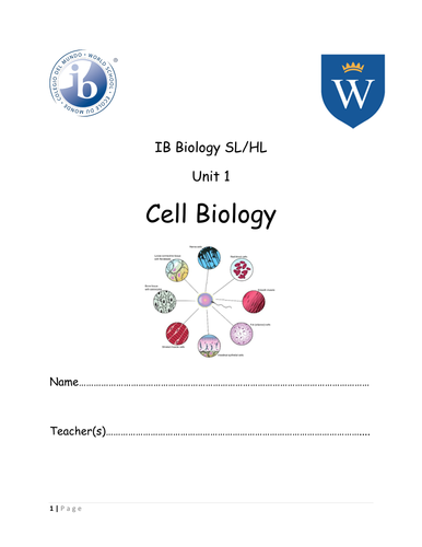 IB Biology Chapter 1 Booklet