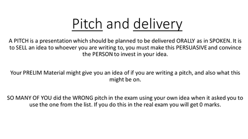 TV Game Shows - AQA - Year 11 - Pitch writing and delivery