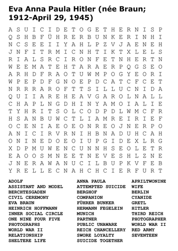 Eva Braun Word Search