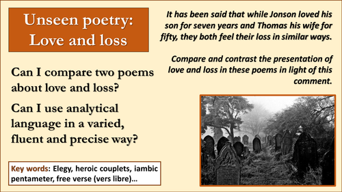 AQA A level: Love through the ages - Unseen poetry comparison