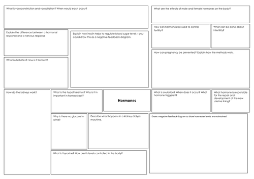 Hormones A3 revision sheet
