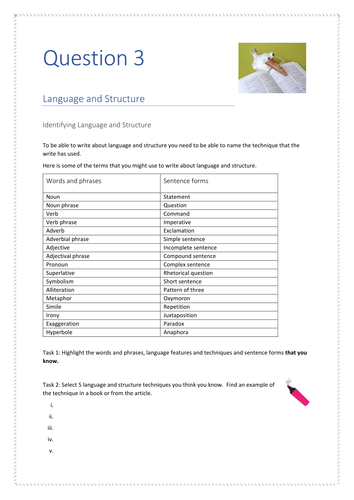 EDEXCEL English Language Paper 1 Question 3