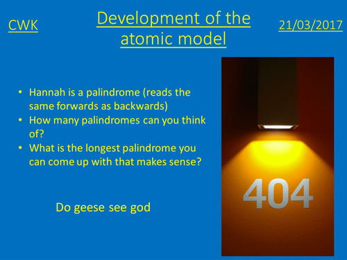 GCSE Physics - Development of the atomic model presentation and lesson plan