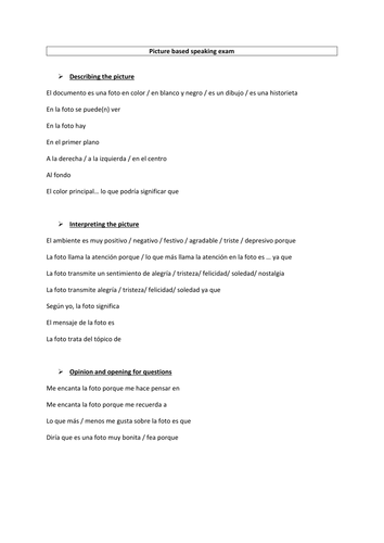 picture based discussion framework for new GCSE specifications