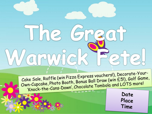 Fete / Fundraising Poster, Stall Posters and Activity Instructions