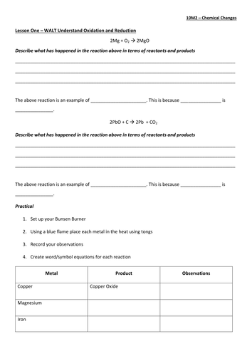 Student Workbooks for Trilogy Chemical Changes