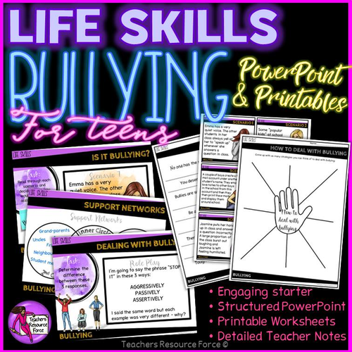Dealing with Bullying for Teens (PowerPoint and Printables)