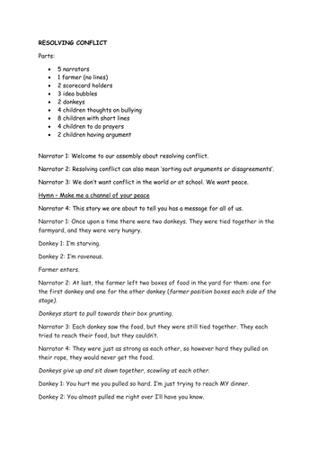 Year 2 assembly (themes: concentration, conflict)