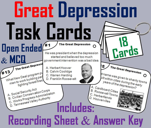The Great Depression Task Cards