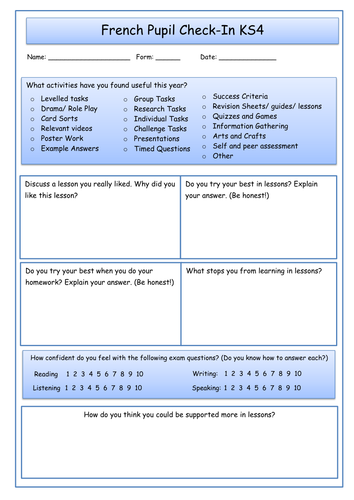 French Pupil Check In / Voice KS4