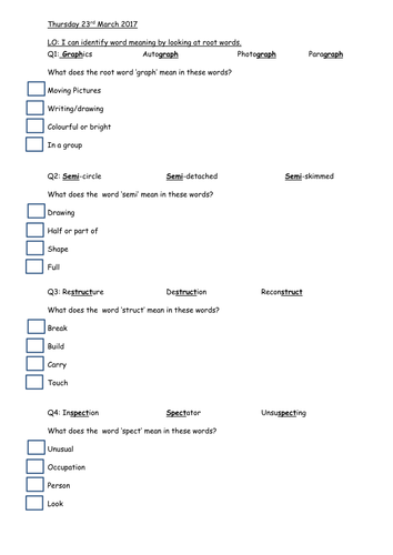 year 6 sats revision grammar root words teaching